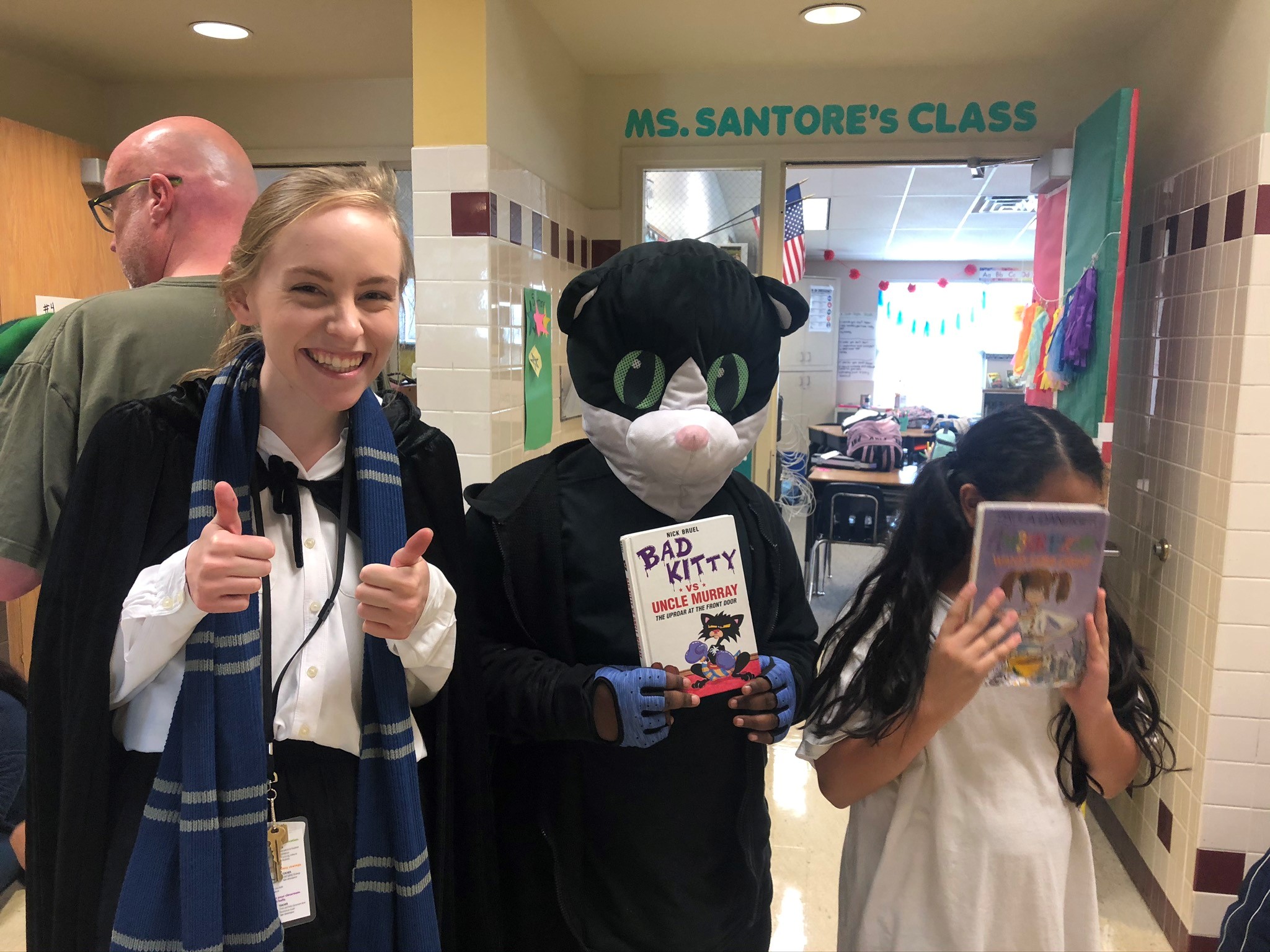 Taylor Taylor, a new fourth-grade teacher at West Springfield Elementary School, dresses up for Book Character Week at her former school in Texas.